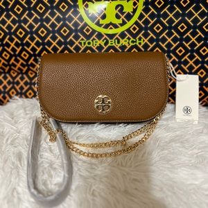 Authentic Tory Burch Chelsea Pebbled Bag Brown